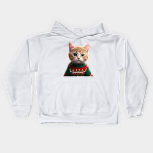 Funny Ugly Christmas Sweater Sad Kitty Cat Kids Hoodie